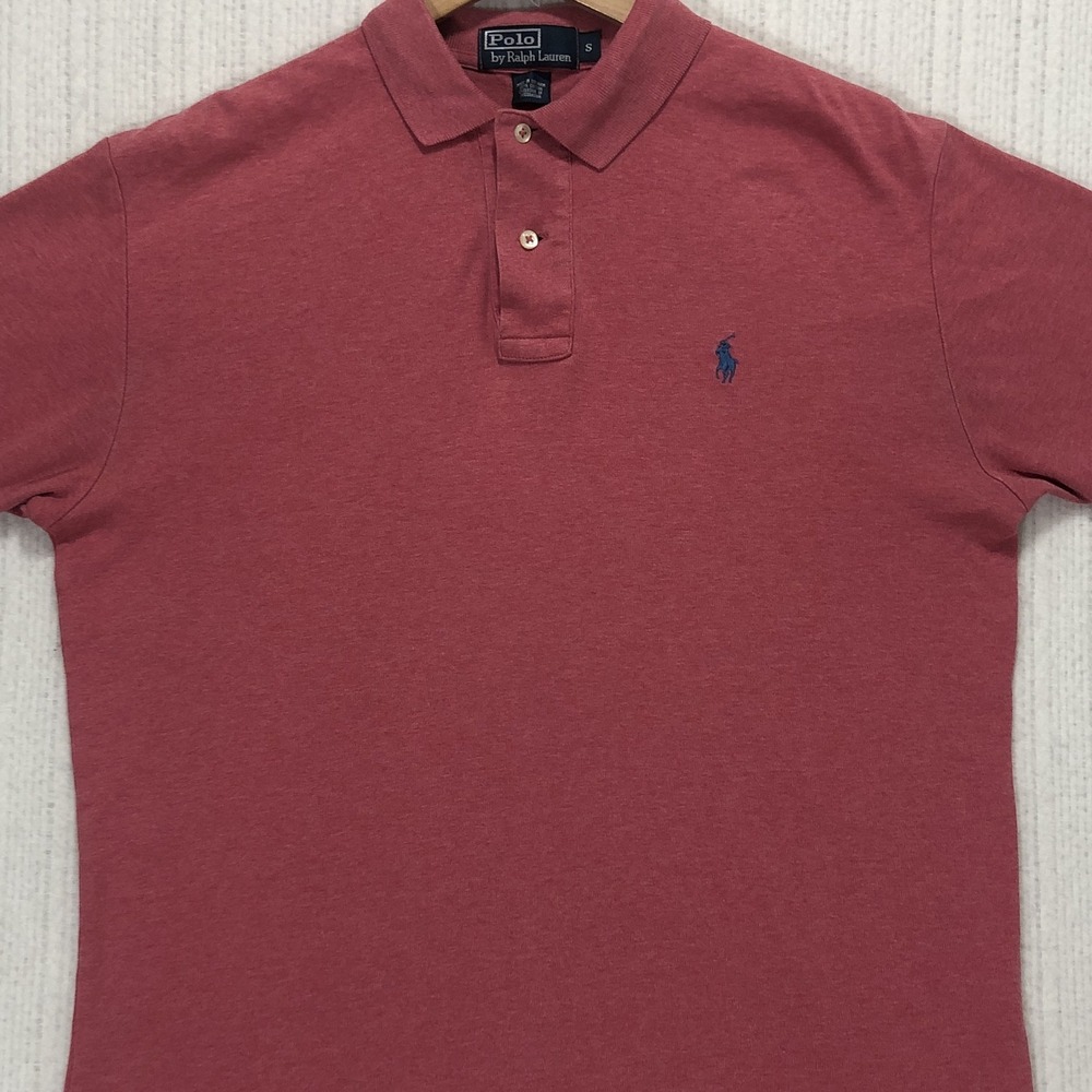Polo Ralph Lauren Mens Small Red Heather Short Sleeve Pony Logo Polo Shirt